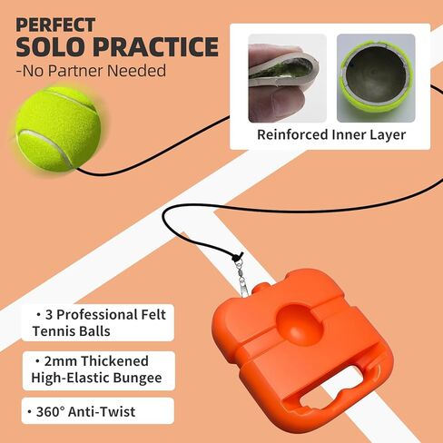Tennis Trainer Rebounder Set- Portable Solo Practice System with 3 Rebound Balls, Waterproof Backpack & Stable Base,Perfect Tennis Buddy for Adults & Kids,Ideal Tennis Gift in Kuwait