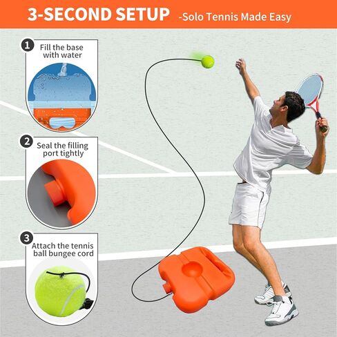 Tennis Trainer Rebounder Set- Portable Solo Practice System with 3 Rebound Balls, Waterproof Backpack & Stable Base,Perfect Tennis Buddy for Adults & Kids,Ideal Tennis Gift in Saudi Arabia