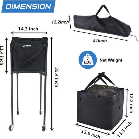 Pickleball & Tennis Ball Hopper, Sports Balls Teaching Cart, Portable Lightweight Softball Caddy, Large Capacity Baseball Basket Carrier for Training in Saudi Arabia