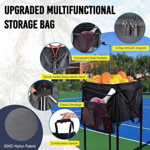 Pickleball & Tennis Ball Hopper, Sports Balls Teaching Cart, Portable Lightweight Softball Caddy, Large Capacity Baseball Basket Carrier for Training in Saudi Arabia