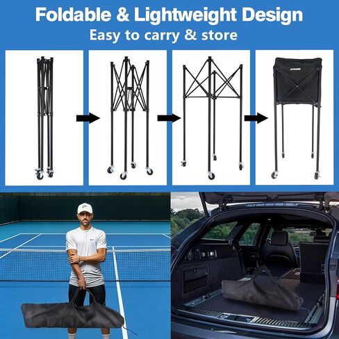 Pickleball & Tennis Ball Hopper, Sports Balls Teaching Cart, Portable Lightweight Softball Caddy, Large Capacity Baseball Basket Carrier for Training in Saudi Arabia