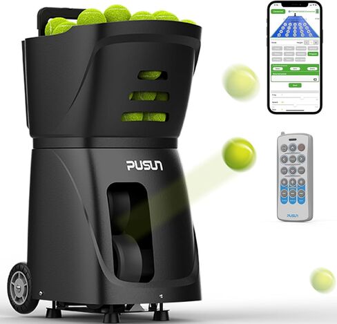 Tennis Ball Machine, Tennis Ball Launcher with App/Remote/iWatch Control, Max Speed of 75Mph, 1.8-8s/Ball, Multiple Training Modes(AI Drill/Programming/Random/Vary Speed) 4-6Hrs Battery Life in Saudi Arabia