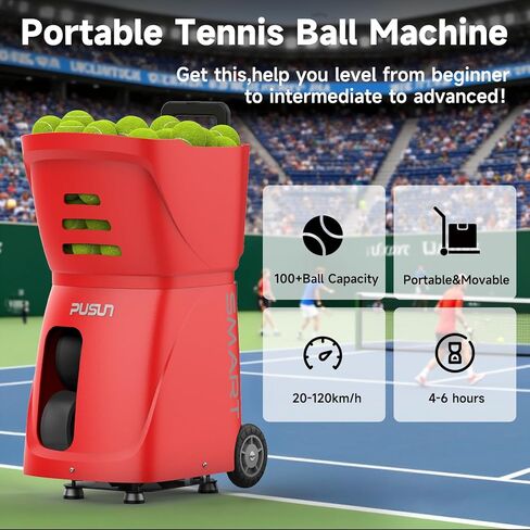 Tennis Ball Machine, Tennis Ball Launcher with App/Remote/iWatch Control, Max Speed of 75Mph, 1.8-8s/Ball, Multiple Training Modes(AI Drill/Programming/Random/Vary Speed) 4-6Hrs Battery Life in Saudi Arabia