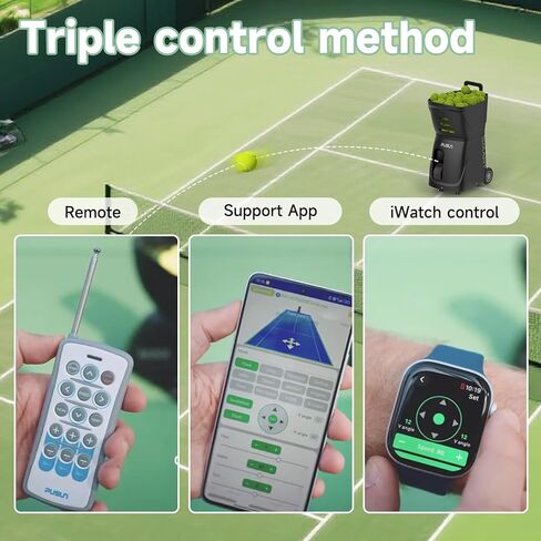 Tennis Ball Machine, Tennis Ball Launcher with App/Remote/iWatch Control, Max Speed of 75Mph, 1.8-8s/Ball, Multiple Training Modes(AI Drill/Programming/Random/Vary Speed) 4-6Hrs Battery Life in Saudi Arabia