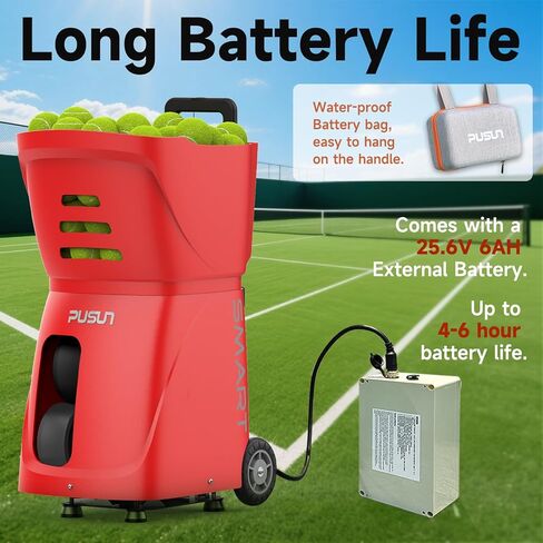 Tennis Ball Machine, Tennis Ball Launcher with App/Remote/iWatch Control, Max Speed of 75Mph, 1.8-8s/Ball, Multiple Training Modes(AI Drill/Programming/Random/Vary Speed) 4-6Hrs Battery Life in Saudi Arabia