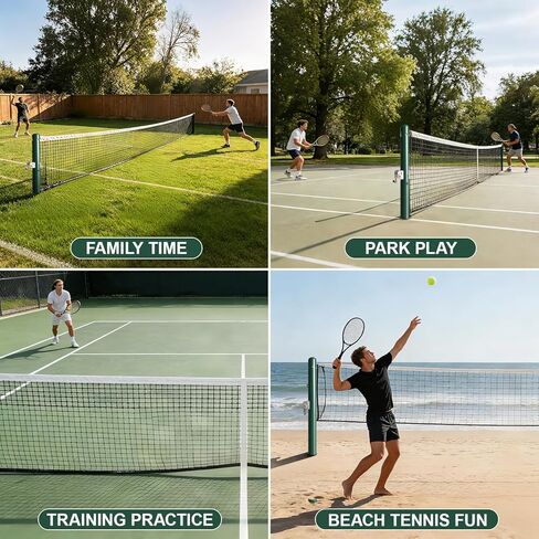 Permanent Tennis Net Posts - 42" ITF Regulation Heavy Duty Steel Poles with Ground Sleeves, Wimbledon Green Rust-Resistant Finish | Complete Fixed Post Kit for Backyard, School & Stadium Court Install in Kuwait