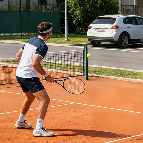 Permanent Tennis Net Posts - 42" ITF Regulation Heavy Duty Steel Poles with Ground Sleeves, Wimbledon Green Rust-Resistant Finish | Complete Fixed Post Kit for Backyard, School & Stadium Court Install in Kuwait