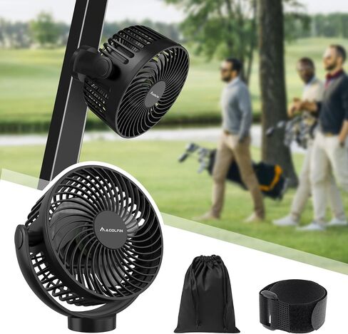 2-Pack Magnetic Golf Cart Fan Rechargeable, 12000mAH Battery Operated Portable Fan with 3 Speeds, LED Lantern, Magnetic Base, Suitable for EZGO Club Car Yamaha, Golf Cart & Cruise Ship Accessories in Kuwait