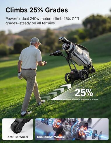 KEMIMOTO ApexR Electric Golf Cart with Power Assist Mode, 492FT Remote Control, Dual 240W Motor 36 Hole Battery, IPX5 Water Resistant Compact Folding Golf Caddy w/ USB-C, Drink & Umbrella Holder in Saudi Arabia
