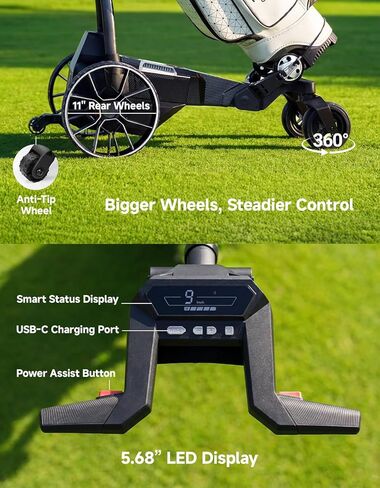 KEMIMOTO ApexR Electric Golf Cart with Power Assist Mode, 492FT Remote Control, Dual 240W Motor 36 Hole Battery, IPX5 Water Resistant Compact Folding Golf Caddy w/ USB-C, Drink & Umbrella Holder in Saudi Arabia