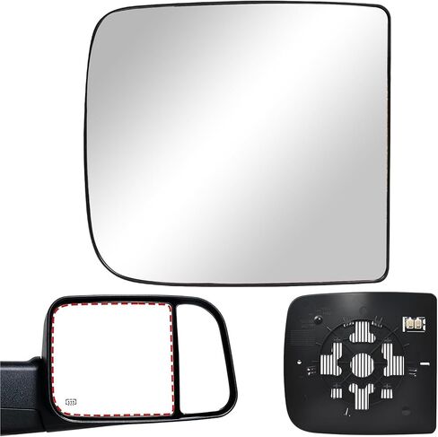 Right Passenger RH Side Upper Rear View Mirror Glass W/Holder Heated Compatible With 2010-2015, 2018-2020 Dodge Ram 1500 Compatible With 2010-2015 Dodge Ram 2500 3500 in Kuwait