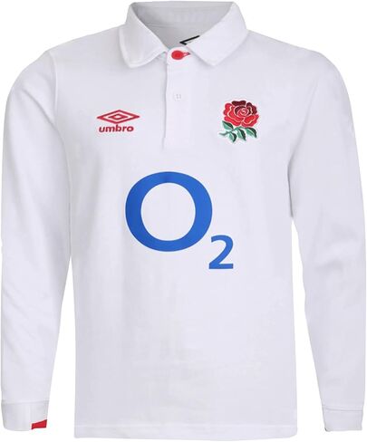 قميص الرجبي الكلاسيكي بأكمام طويلة للرجال من Umbro England RFU، باللون الأبيض in Saudi Arabia
