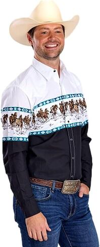 ROPER Western Shirt Mens L/S Horse 2XL Black 03-001-0421-0401 BL in Saudi Arabia