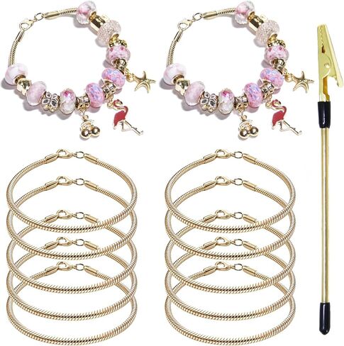 Exway 10 PCS Snake Charm Stain 7.5 بوصة مجموعة سوار سلسلة شظية مع مشابك جراد البحر للحرف اليدوية DIY المجوهرات صنع المجوهرات in Kuwait