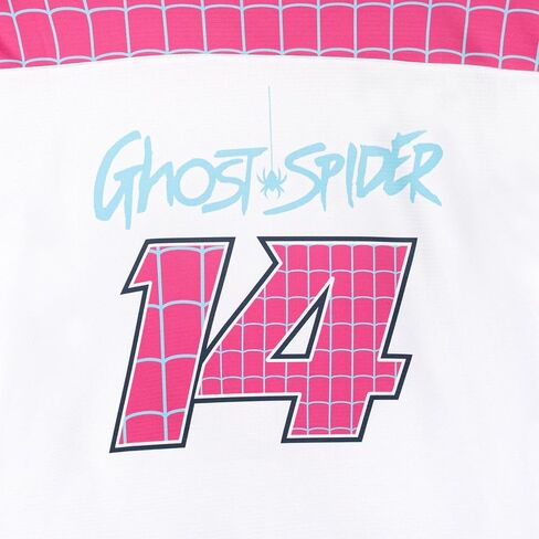 Marvel Spider-Man Womens Mesh Hockey Jersey Long Sleeve T-Shirt White/Purple/Blue Ghost Spider Small in Saudi Arabia