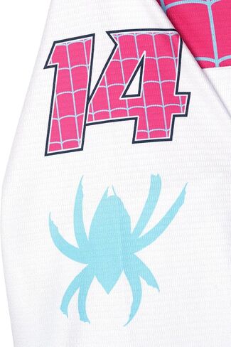 Marvel Spider-Man Womens Mesh Hockey Jersey Long Sleeve T-Shirt White/Purple/Blue Ghost Spider Small in Saudi Arabia