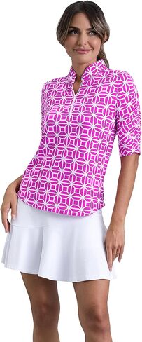 IBKUL Athleisure Wear واقي من الشمس بعامل حماية من أشعة الشمس 50+ Icefil Cooling-Carolyn Ruched على شكل الكوع وياقة ماندرين in Saudi Arabia