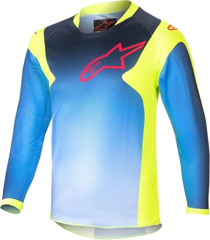 Alpinestars 3730124-525-XXS: Kids Racer - Graphic 1 Jersey Ylw Fluo/Blue/Nt Navy 2Xs in Saudi Arabia
