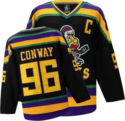 Mighty Ducks Jersey Movie Ice Hockey Jersey Charlie Conway #96 Adam Banks #99, 90S Hip Hop Clothing for Party with Kids＆Adult in Kuwait