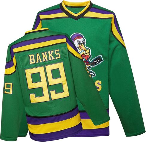 Mighty Ducks Jersey Movie Ice Hockey Jersey Charlie Conway #96 Adam Banks #99, 90S Hip Hop Clothing for Party with Kids＆Adult in Kuwait