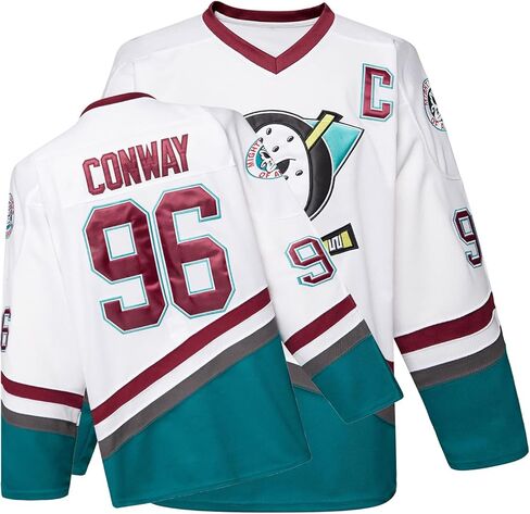 Mighty Ducks Jersey Movie Ice Hockey Jersey Charlie Conway #96 Adam Banks #99, 90S Hip Hop Clothing for Party with Kids＆Adult in Kuwait