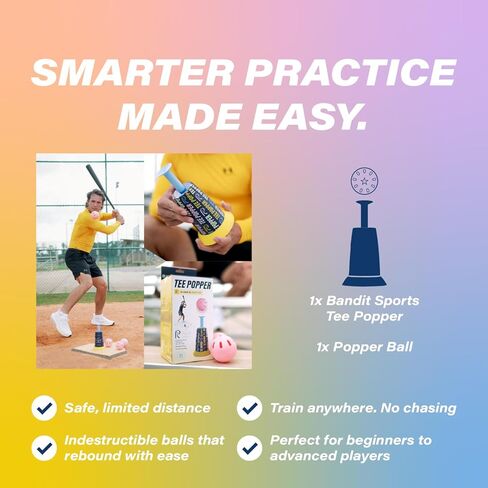 Bandit Sports Coach RAC Tee Popper, Durable Nylon Strength for Long-Lasting Hitting, Batting Tee, Baseball Training for Practicing Hitting Without a Pitcher (Ball not Included) in Kuwait