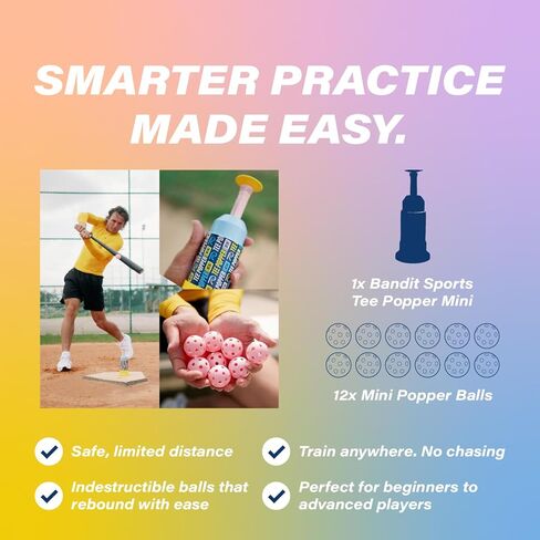 Bandit Sports Coach RAC Mini Tee Popper, Hitting Tee for Perfect Swings, Batting Machine for Practicing Hitting Without a Pitcher Blue in Kuwait