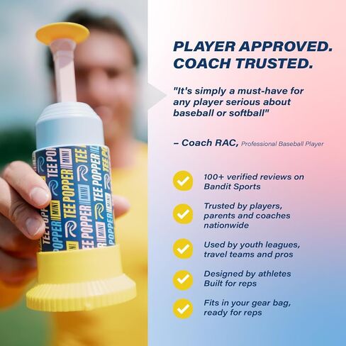 Bandit Sports Coach RAC Mini Tee Popper, Hitting Tee for Perfect Swings, Batting Machine for Practicing Hitting Without a Pitcher Blue in Kuwait