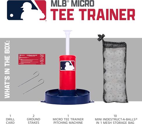 Franklin Sports MLB Micro Tee Trainer – Kids Baseball Batting Trainer with Pop-Up Pitching Machine, 10 Durable Balls, Drill Card & Bag – Youth Hitting Practice Set for Backyard Training in Kuwait