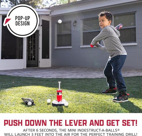 Franklin Sports MLB Micro Tee Trainer – Kids Baseball Batting Trainer with Pop-Up Pitching Machine, 10 Durable Balls, Drill Card & Bag – Youth Hitting Practice Set for Backyard Training in Kuwait