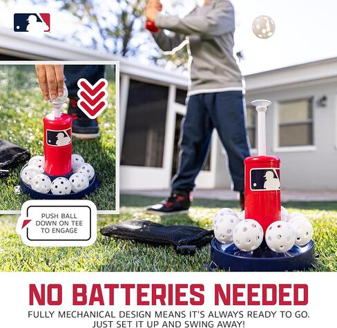 Franklin Sports MLB Micro Tee Trainer – Kids Baseball Batting Trainer with Pop-Up Pitching Machine, 10 Durable Balls, Drill Card & Bag – Youth Hitting Practice Set for Backyard Training in Kuwait