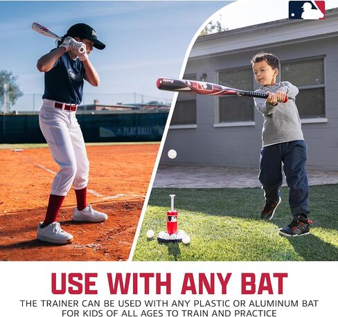 Franklin Sports MLB Micro Tee Trainer – Kids Baseball Batting Trainer with Pop-Up Pitching Machine, 10 Durable Balls, Drill Card & Bag – Youth Hitting Practice Set for Backyard Training in Kuwait