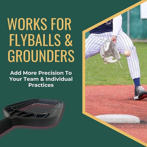 مضرب Accubat Fungo لتدريب البيسبول والكرة اللينة - مضرب بيسبول بإطار متين وشبكة قابلة للاستبدال - تصميم عالي الجودة لكرات الطيران الدقيقة والأرضيات - صناعة أمريكية (26 أونصة، أسود) in Kuwait