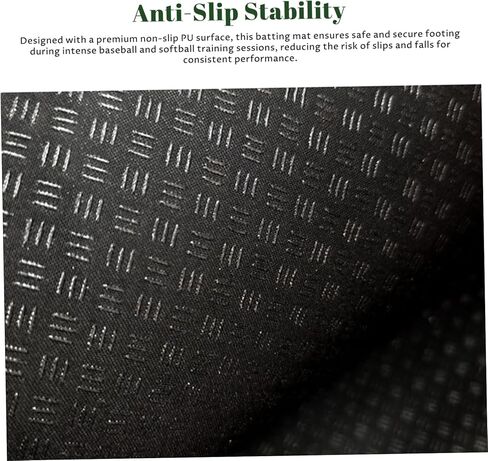 Batting Mat for Training Non Slip Shock Absorbing PU Baseball Batting Trainer Pitching Mat with Footprint Guide for Practice Softball Hitting Training Aid for Indoor Outdoor Sports, Black in Kuwait