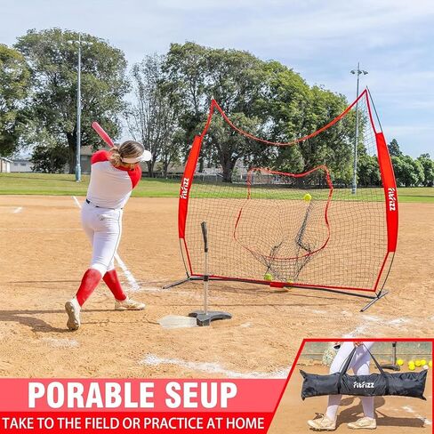 7x7 ft Baseball Net for Batting Pitching Hitting, Softball Pitching Net with Strike Zone, Tee, Ball Caddy, Softball Batting Net Baseball Training Equipment for Kids Adult Youth Sport Practice in Saudi Arabia