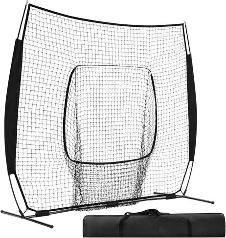 شبكة ضرب البيسبول من OLIXIS مقاس 7 × 7 أقدام، شبكات كرة لينة محمولة مع حقيبة حمل، شبكة رمي البيسبول للضرب والضرب والرمي والرمي، للاستخدام الداخلي والخارجي متعدد الاستخدامات لجميع المستويات in Kuwait