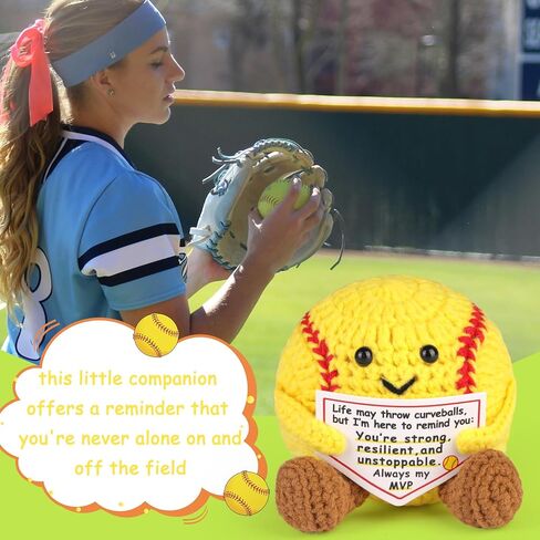 كروشيه الكرة اللينة الإيجابية، هدايا الكرة اللينة لمحبي اللاعبين، مع بطاقة رسالة تشجيعية in Kuwait