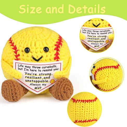 كروشيه الكرة اللينة الإيجابية، هدايا الكرة اللينة لمحبي اللاعبين، مع بطاقة رسالة تشجيعية in Kuwait