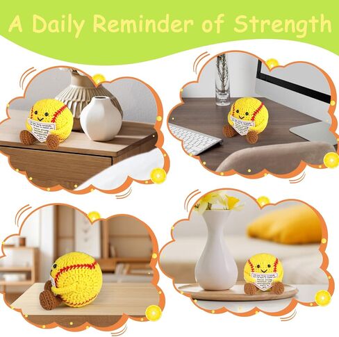 كروشيه الكرة اللينة الإيجابية، هدايا الكرة اللينة لمحبي اللاعبين، مع بطاقة رسالة تشجيعية in Kuwait