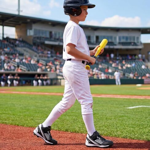 GINNI Little Kids البيسبول البيسبول المرابط للأولاد والبنات، أحذية رياضية خفيفة الوزن في الهواء الطلق، أحذية رياضية مريحة للكاحل باللون الأسود مناسبة للتدريب الرياضي للأولاد والبنات/الأطفال، مقاس 3L in Kuwait