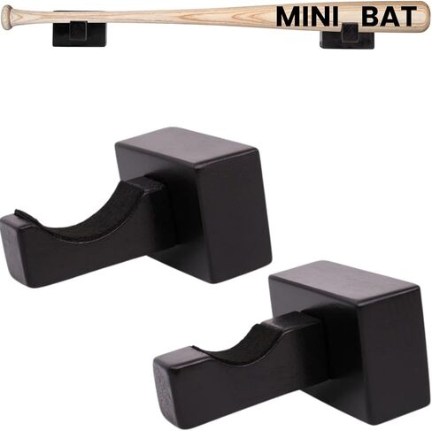 Mini Baseball Bat Display Case - Mini Baseball Bat Hanger Holder - Horizontal Wall Mount Rack Bracket - Black in Kuwait