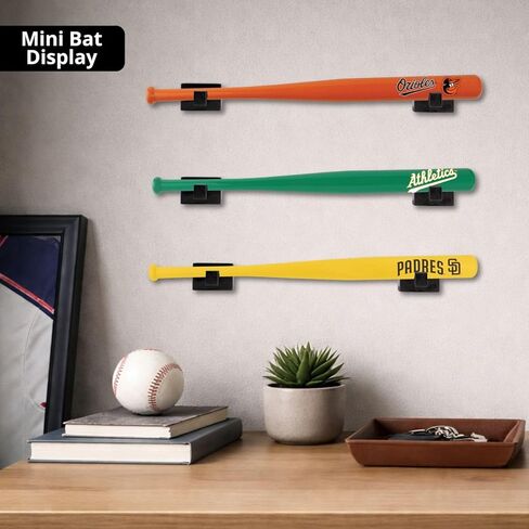 Mini Baseball Bat Display Case - Mini Baseball Bat Hanger Holder - Horizontal Wall Mount Rack Bracket - Black in Kuwait