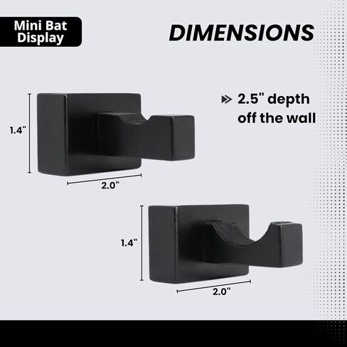 Mini Baseball Bat Display Case - Mini Baseball Bat Hanger Holder - Horizontal Wall Mount Rack Bracket - Black in Kuwait