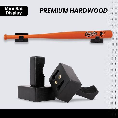 Mini Baseball Bat Display Case - Mini Baseball Bat Hanger Holder - Horizontal Wall Mount Rack Bracket - Black in Kuwait