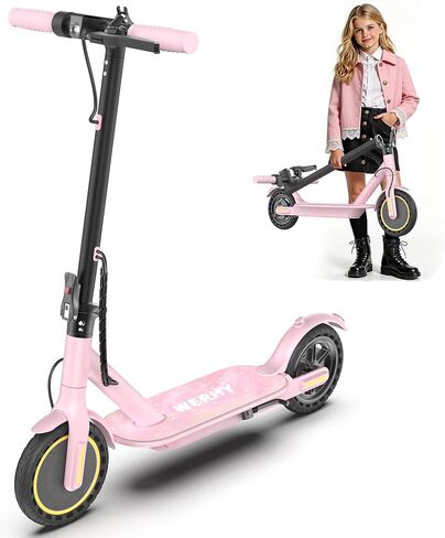 WERHY Foldable Kids Electric Scooter, 350W Motor, Max 12/16Miles Long Range, 19 MPH Max Speed, 8.5" Solid Tire, Lightweight Foldable E-Scooter with Dual Braking, Digital Display, Cruise Control in Saudi Arabia