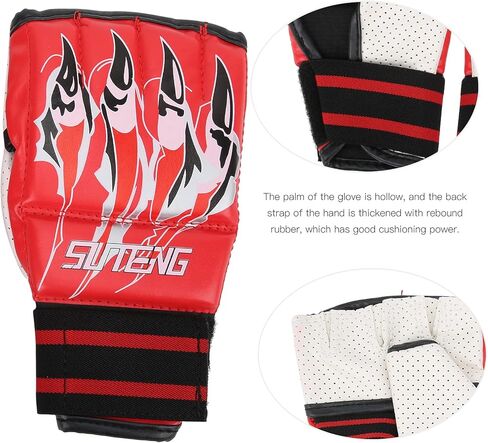 Ejoyous Fight Gloves, Hollow Palm Thickened Strap with Rebound Rubber, High Elastic Wrist Band, Breathable Cotton Lining, for Punching Bag Training Competition Fighting in Saudi Arabia