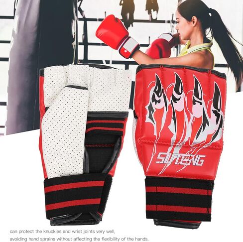 Ejoyous Fight Gloves, Hollow Palm Thickened Strap with Rebound Rubber, High Elastic Wrist Band, Breathable Cotton Lining, for Punching Bag Training Competition Fighting in Saudi Arabia