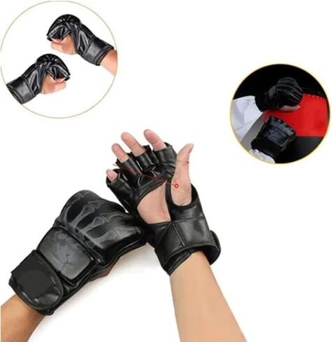 Punching Bag Gloves, Durable PU Leather Muay Thai Gloves for Sandbag Training, Workout for Men Women in Kuwait