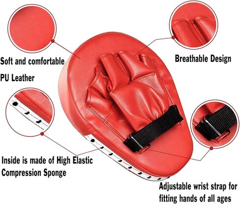 مجموعة قفازات اللكم 2 في 1، وسادات التركيز على قفازات الملاكمة، وسادة ركل التايكوندو، مجموعة وسادة ذراع درع الضربة القابلة للتعديل للملاكمة، الكيك بوكسينغ، الكاراتيه، الملاكمة التايلاندية، تدريب الفنون القتالية المختلطة in Kuwait