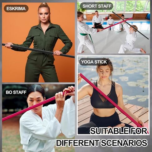 2 Pack 4ft & 6ft Collapsible Bo Staff Foam Padded Martial Arts Training Staff Black and Red Foam Padded Training Stick Practice Bar with Carry Bag for Safe Practice and Karate in Saudi Arabia